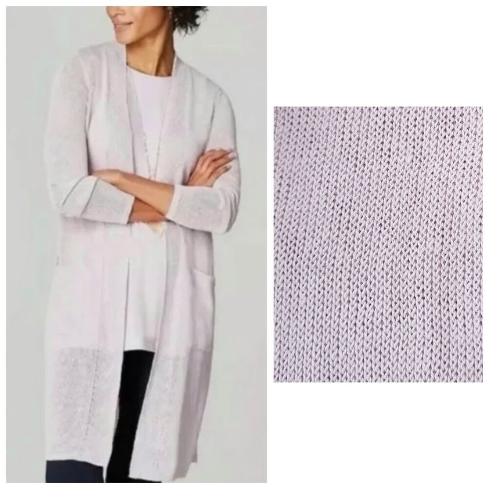 NWT J. Jill Eve Cardigan Open Front Long Line Linen Blend Pale Orchid XL